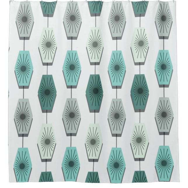 Mid Century Modern Pattern Shower Curtain (Front)