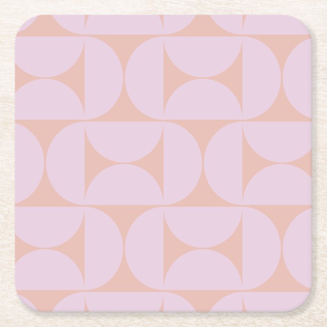 Mid Century Modern Pattern Soft Pastel Lilac Square Paper Coaster (Front)
