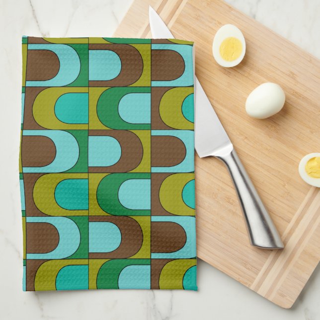 Mid Century Modern Pattern Tea Towel (Quarter Fold)