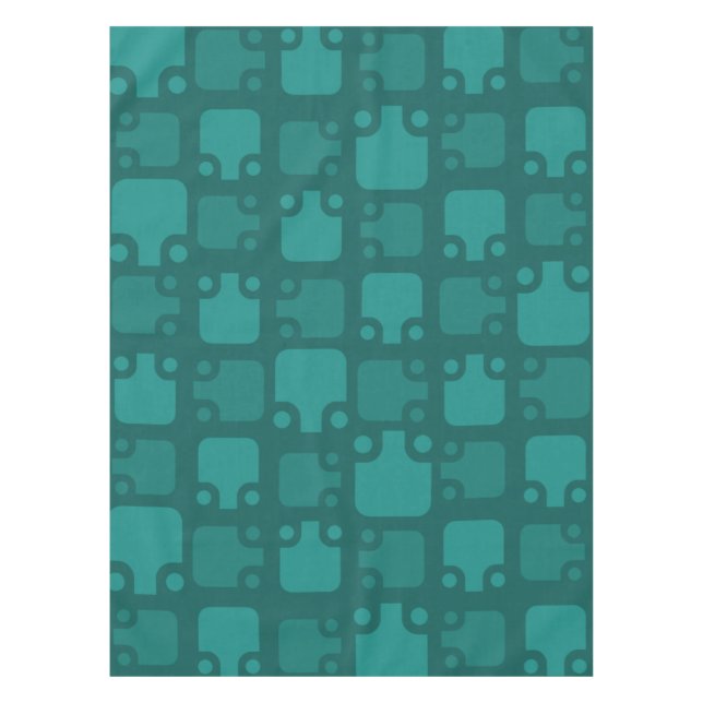 Mid Century Modern Pattern Teal Tablecloth (Front)