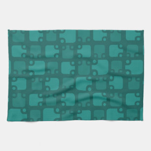 Mid Century Modern Pattern Teal Tea Towel