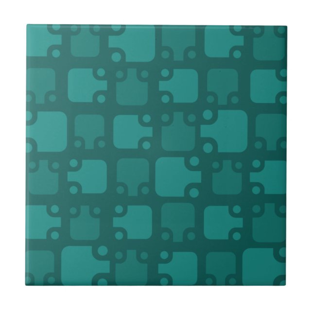 Mid Century Modern Pattern Teal Tile (Front)