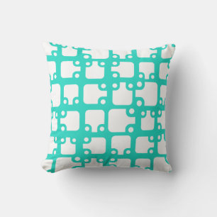 Mid Century Modern Pattern Turquoise 2 Cushion