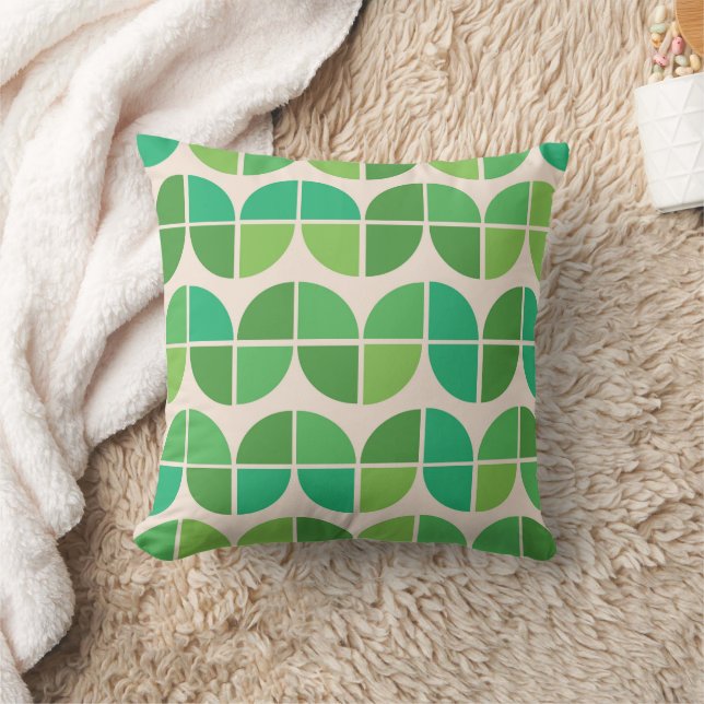  Mid Century Modern  Pattern with geometric green  Cushion (Blanket)