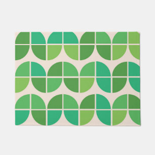 Mid Century Modern  Pattern with geometric green  Doormat