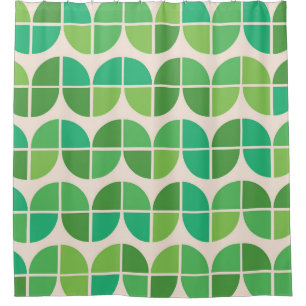 Mid Century Modern  Pattern with geometric green  Shower Curtain