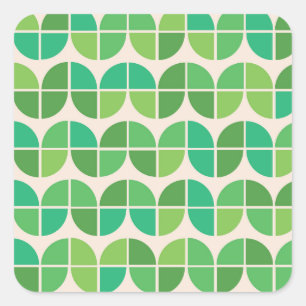 Mid Century Modern Pattern with geometric green Square Sticker