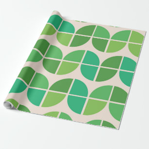 Mid Century Modern  Pattern with geometric green  Wrapping Paper
