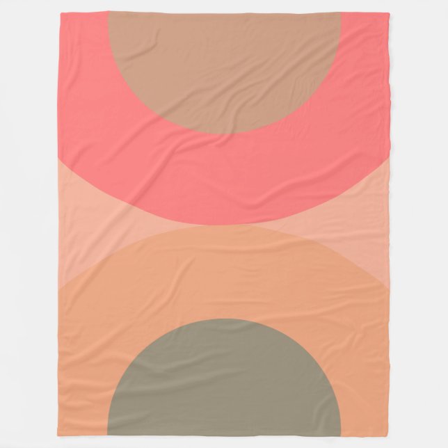 Mid-Century Modern Peach and Olive   Fleece Blanket (Front)