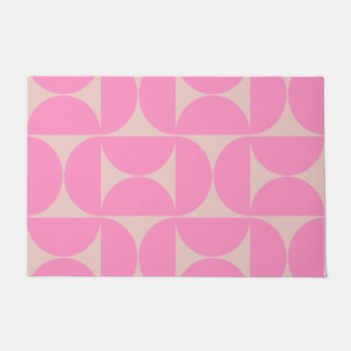 Mid Century Modern Peach And Pink Preppy Pattern Doormat