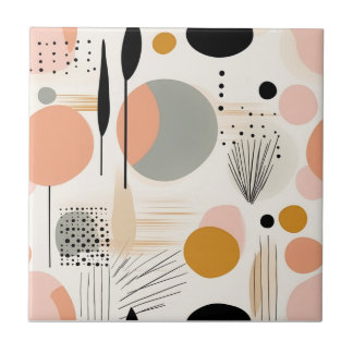 Mid Century Modern Peach Gold Abstract Tile