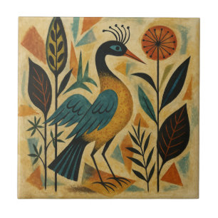 Mid‑Century Modern Peacock Bloom Tile