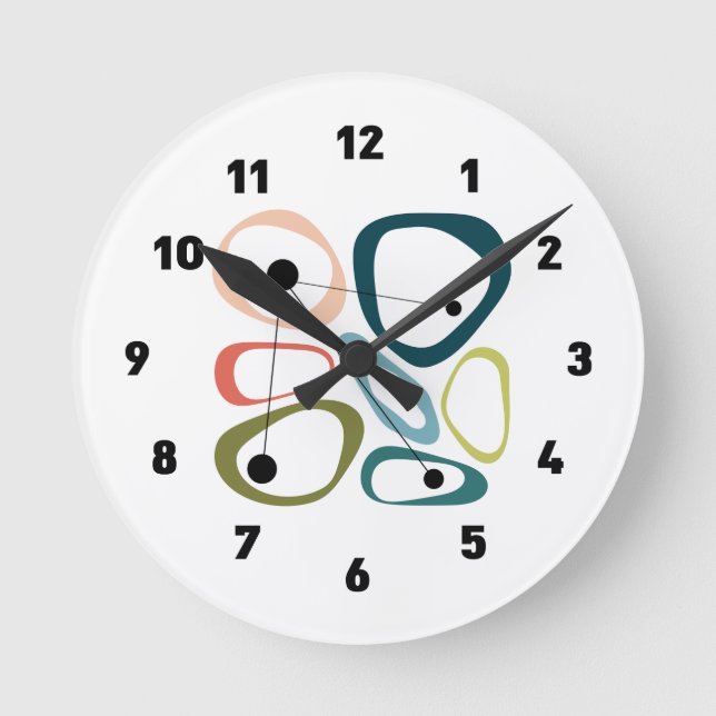 Mid Century Modern Pebbles Round Clock (Front)