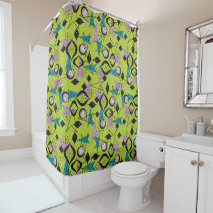 Mid-Century Modern   Peridot Aqua and Black Atomic Shower Curtain