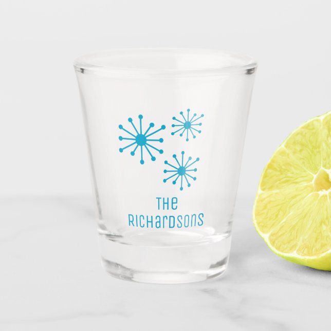 Mid Century Modern Personalised Atomic Age Retro  Shot Glass (Front)