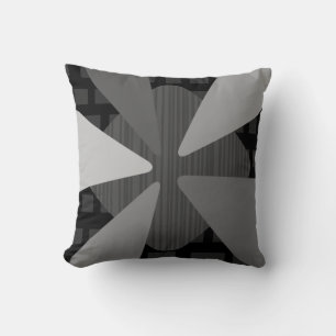 Mid Century Modern ‘Petals’ Art Black Grey Cushion