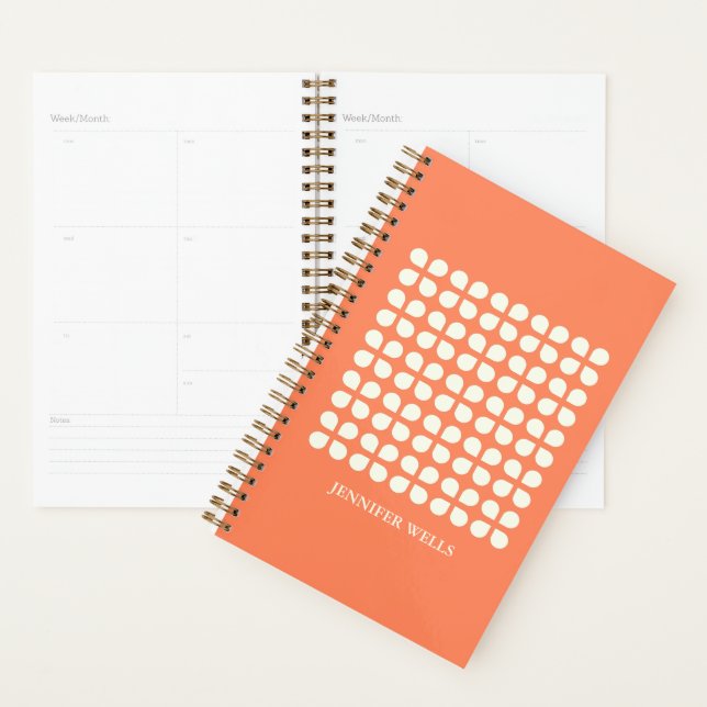 Mid Century Modern Petals in Orange Personalised Planner (Display)
