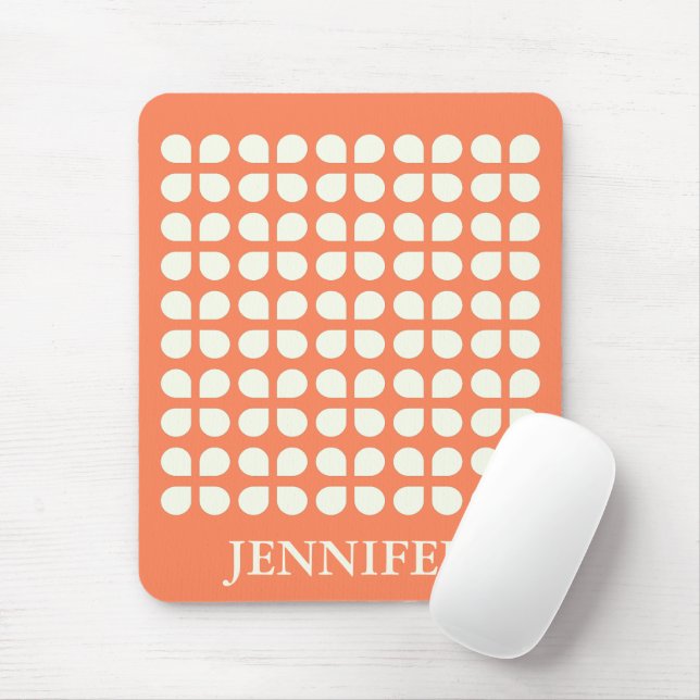 Mid Century Modern Petals in Orange Personalized Mouse Mat (With Mouse)