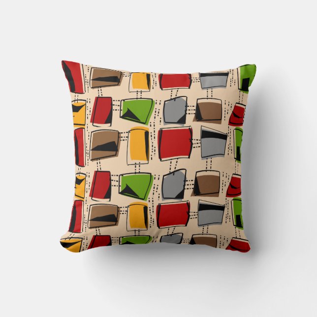 Mid-Century Modern Pillow Colourful Abstract 1 (Front)