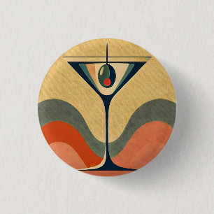 Mid Century Modern "pimento olive martini wave" 3 Cm Round Badge
