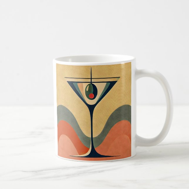 Mid Century Modern "pimento olive martini wave" Coffee Mug (Right)