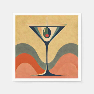 Mid Century Modern "pimento olive martini wave" Napkin