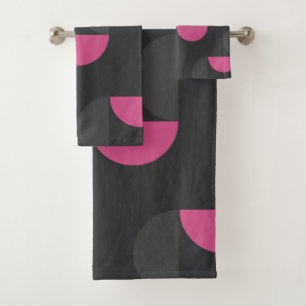 Mid-Century Modern pink and grey   Bath Towel Set