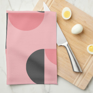 Mid-Century Modern Pink and grey Tea Towel