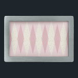 Mid Century Modern Pink Argyle Belt Buckle<br><div class="desc">This Mid Century Modern Pink Argyle Belt Buckle (large print) pattern features a First Lady pink background and a pattern of mod, translucent, blush diamonds overlaying larger, vintage cream diamonds with gold coloured, space age speckles. This minimalist inspired, deconstructed argyle is a simplistic throwback of the larger than life atomic...</div>