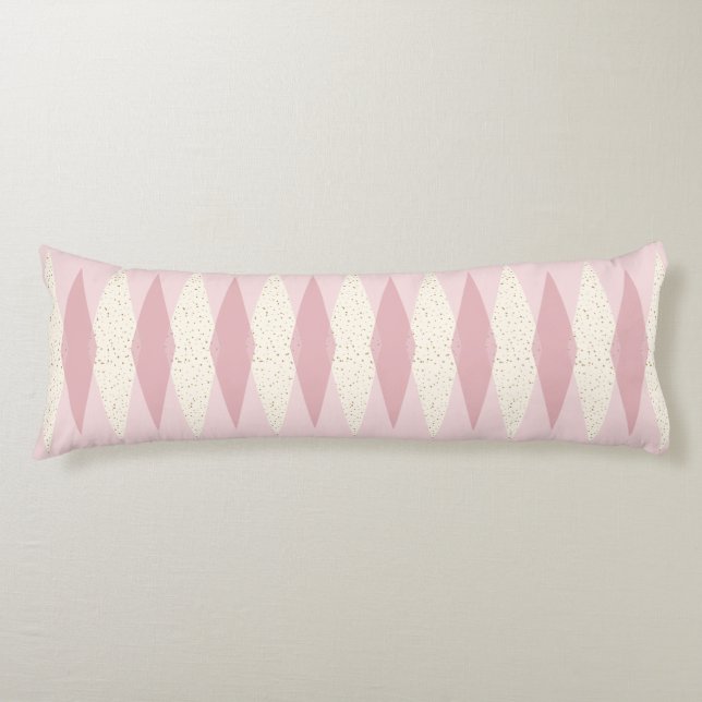Mid Century Modern Pink Argyle Body Pillow (Front)
