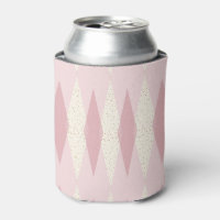 Mid Century Modern Pink Argyle Can Cooler