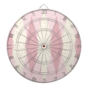 Mid Century Modern Pink Argyle Dart Board