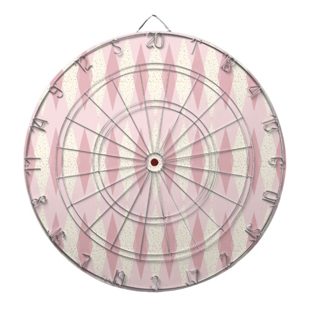 Mid Century Modern Pink Argyle Dart Board (Front)
