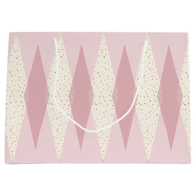 Mid Century Modern Pink Argyle Gift Bag (Front)