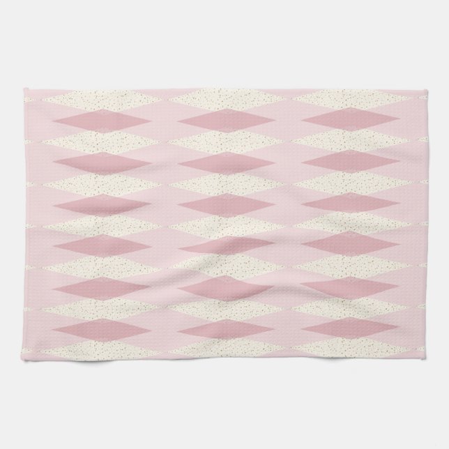 Mid Century Modern Pink Argyle Kitchen Towels (Horizontal)