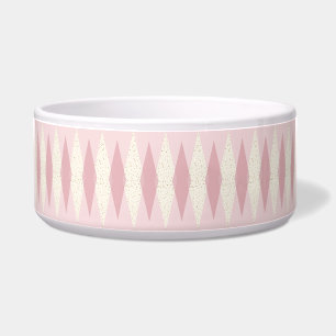 Mid Century Modern Pink Argyle Pet Bowl