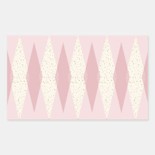 Mid Century Modern Pink Argyle Rectangle Stickers
