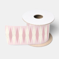 Mid Century Modern Pink Argyle Satin Ribbon