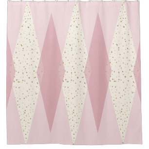 Mid Century Modern Pink Argyle Shower Curtain