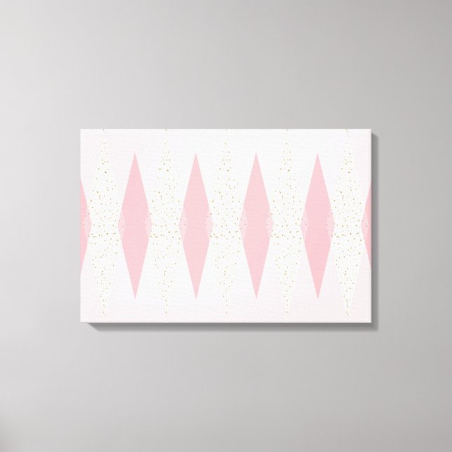 Mid Century Modern Pink Argyle Stretched Canvas (Front)