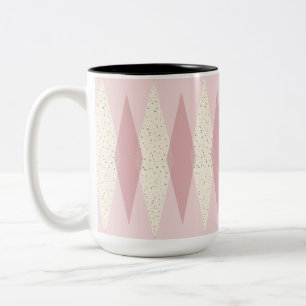 Mid Century Modern Pink Argyle Two Tone Mug