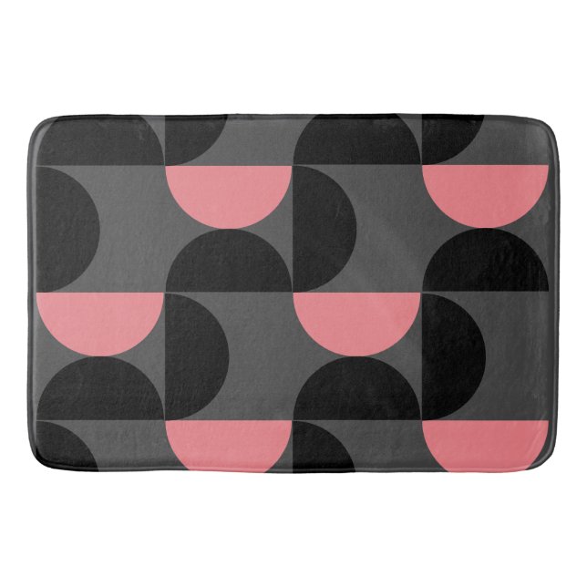 Mid-Century Modern Pink Black and Grey    Bath Mat (Front)