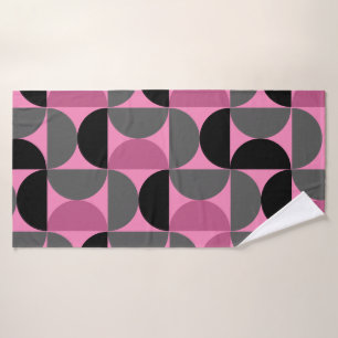 Mid-Century Modern pink, black and grey   Bath Towel