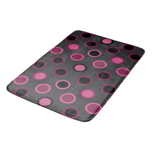Mid-Century Modern pink, black and grey dots Bath Mat