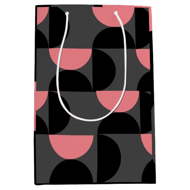 Mid-Century Modern Pink black and grey Medium Gift Bag (Front)