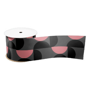 Mid-Century Modern Pink black and grey Satin Ribbon