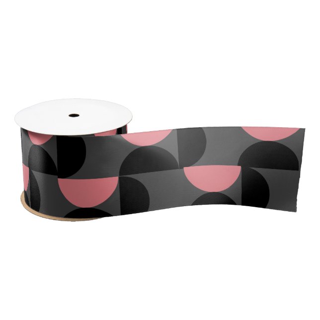 Mid-Century Modern Pink black and grey Satin Ribbon (Spool)