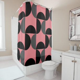Mid-Century Modern Pink black and grey  Shower Curtain