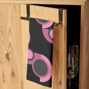 Mid-Century Modern pink, black and grey Tea Towel