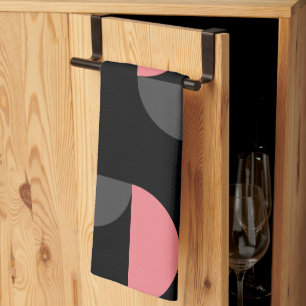 Mid-Century Modern Pink black and grey  Tea Towel